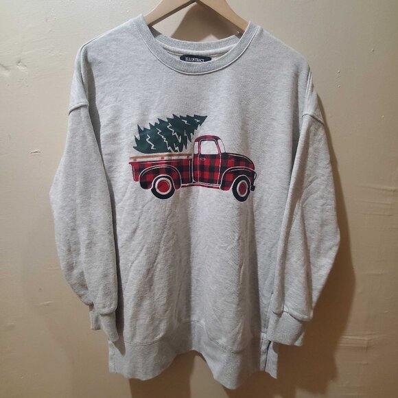 Women's Ellen Tracy Sweater "Christmas Tree with Plaid Truck" - Picture 1 of 4